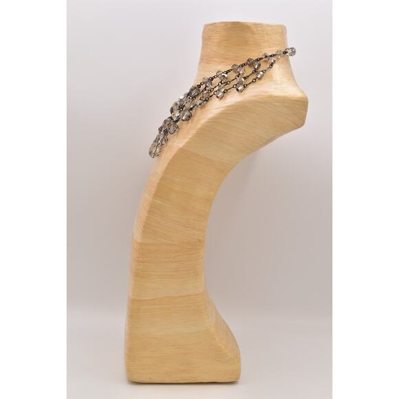 Banana Republic Vintage Glass Crystal Collar Bib Necklace Gray Statement BinBL - Picture 12 of 13